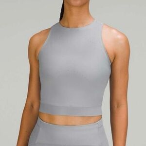 LULULEMON Rhino Grey‎ SenseKnit Running Tank Top Active Workout Crop Seamless 4